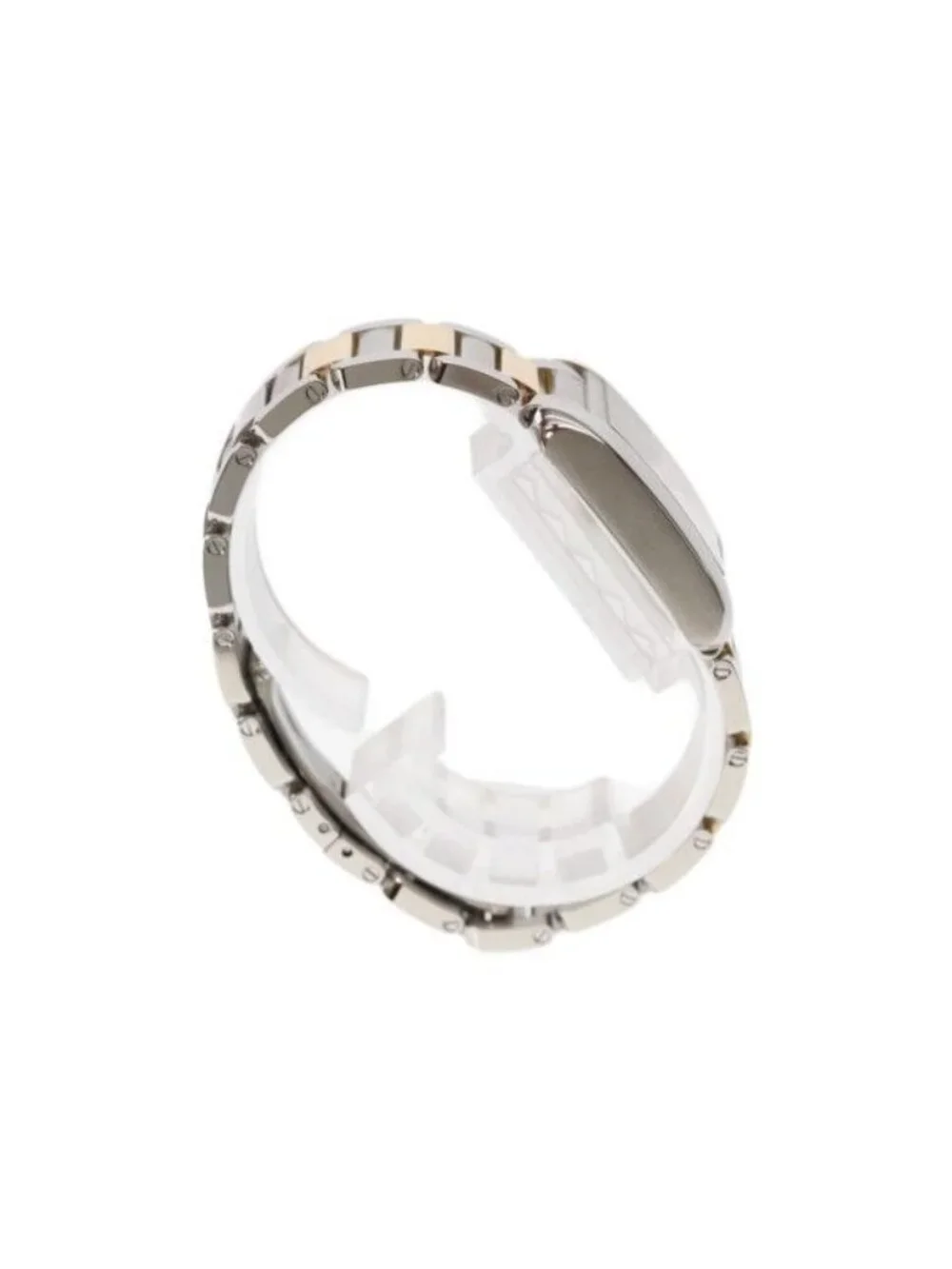 Cartier YG SS Tank en Gray SM Silver Guilloche Dial Quartz